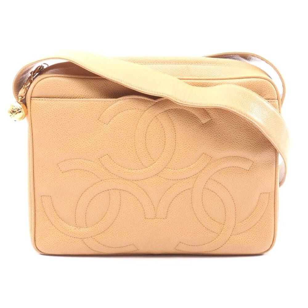 Chanel Caviar Triple Coco Shoulder Bag Beige